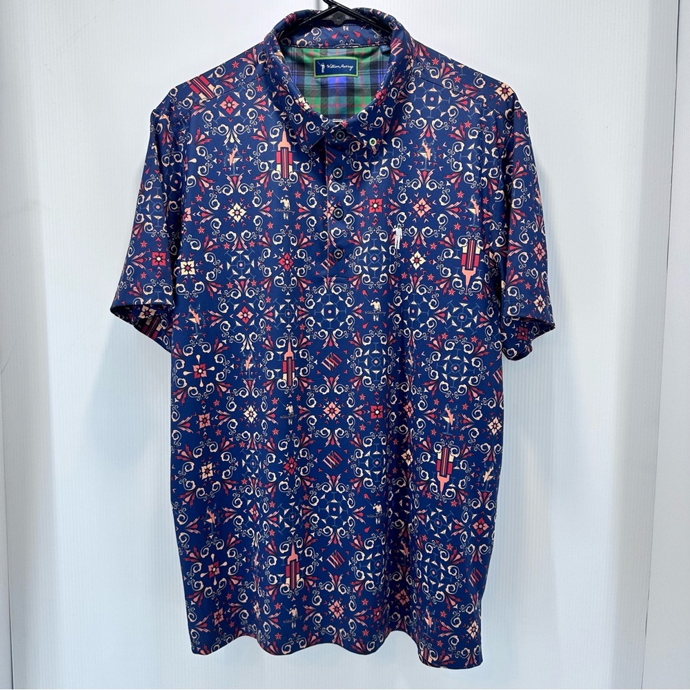 William Murray Polo Golf Shirt Mens Large Raise The Roof New York AOP Signed EUC - Picture 2 of 11